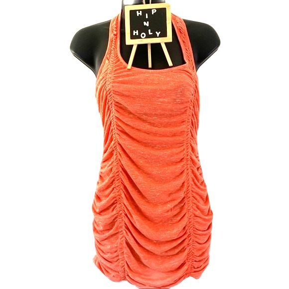 WENDY BELLISIMO Ruched Front Tank Top Orange Size Small - Picture 2 of 9